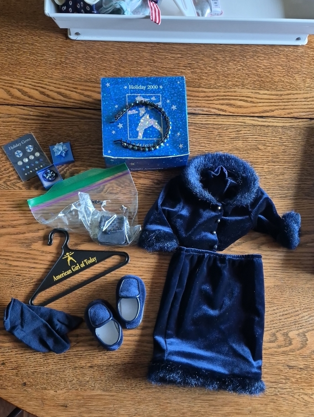 American Girl Navy Velvet Jacket, Skirt & Shoes Set Holiday Set 2000